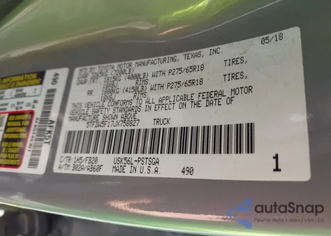 2018 Toyota Tundra Sr5 5.7L V8 from USA, damaged, VIN 5TFDW5F17JX758827